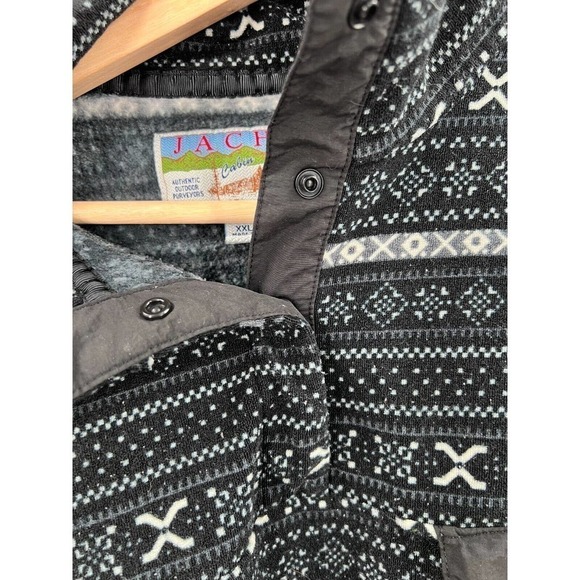 Jachs Cabin Womens Size XXL 2XL Fleece Pullover Sweater Black Fair Isle Cozy - Picture 4 of 6